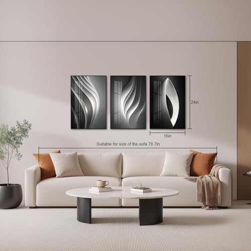 Large Frame Modern Abstarct Wall Art for Living Room (Black Melody / 24"L X 16"W)
