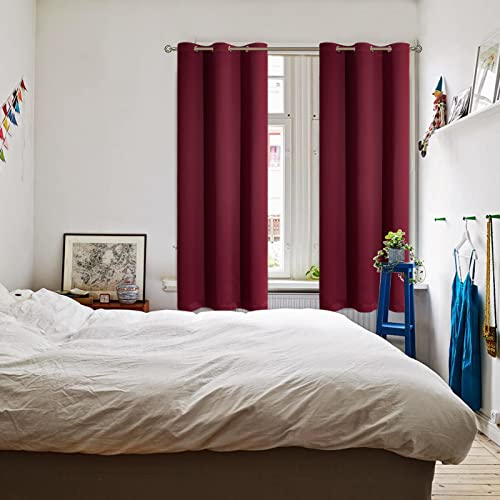Burgundy Blackout Curtains for Bedroom 72 Inch Long (Burgundy / 42"W x 72"L (Pack of 2))