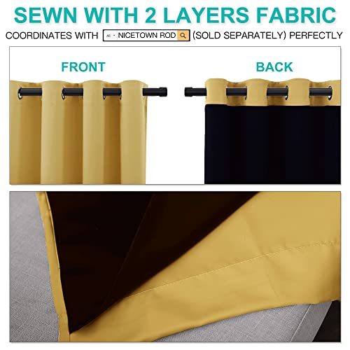100% Blackout Window Curtain Panels (Yellow / 52"W x 84"L (Pack of 2))
