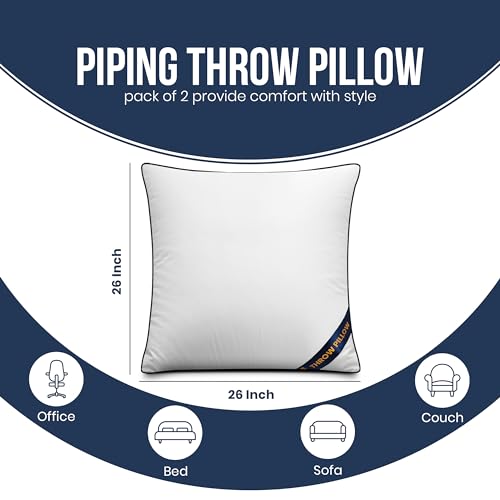 Premium Piping Throw Pillows 26x26 (26x26 Inch)