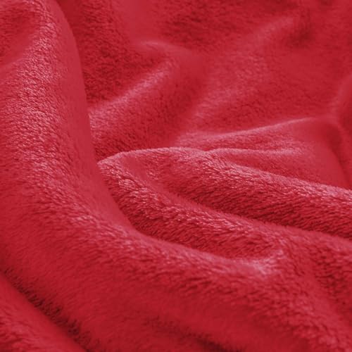 Fleece Blanket Soft Plush Oversized Bed Blanket Red 120"x120" (Red / Oversized King(120"x120"))