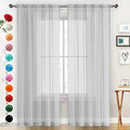 Basic Rod Pocket Sheer Voile Window Curtain Panels Silver Grey 1 Pair 2 Panels 52 Width 45 Inch Long for Kitchen Bedroom Children Living Room Yard（Silver Grey (Silver Grey / 52"W x 45"L (Pack of 2))