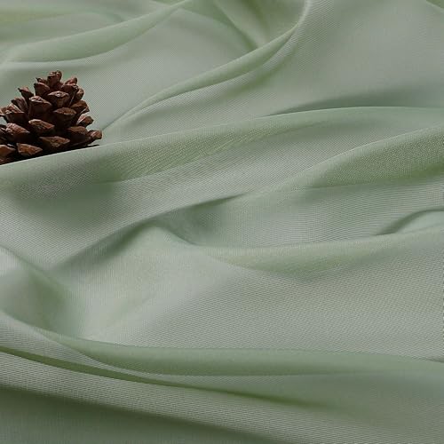 Sheer Sage Green Curtains 108 Inches Long 2 Panels Set (Sage Green / 59"W x 108"L (Pack of 2))