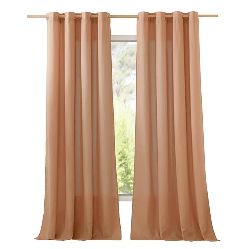Linen Burnt Orange Curtains 90 inch Length 2 Panels (Burnt Orange / 55"W x 90"L (Pack of 2))