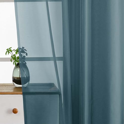 Window Sheer Curtains 54 inch Length (42"W x 54"L (Pack of 2) / Dusty)