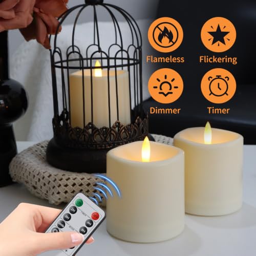 3"x3" Outdoor Waterproof Flameless LED Candles with Remote Timer