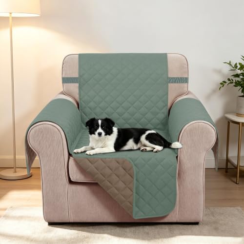 Reversible Recliner Chair Covers (Greyish Green/Taupe / 23'' Chair)