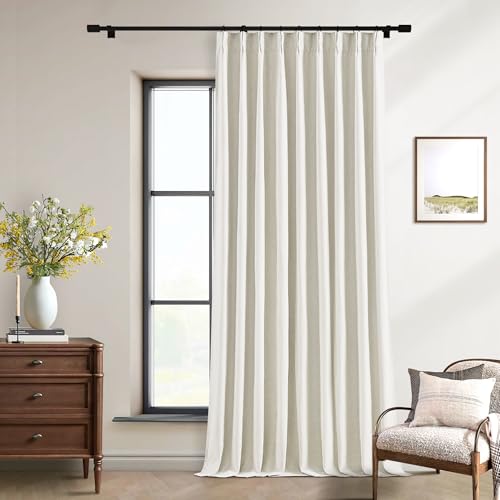 Natural Pinch Pleat 100% Blackout Linen 120 Inch Long Curtains 60 Inch Wide (Natural Linen / 60"W x 120"L (Pack of 1))