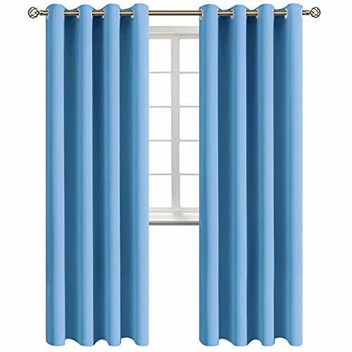 Room Darkening Curtains 84 Inches Long (Sky Blue / 52"W x 84"L (Pack of 2))