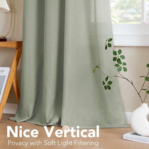 Living Room Linen Curtains (52"W x 63"L (Pack of 2) / Sea Grass)