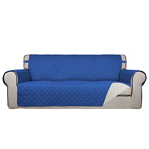 Reversible Quilted Sofa Cover Dog Couch Covers for Sofa (Large / Classic Blue/Ivory)