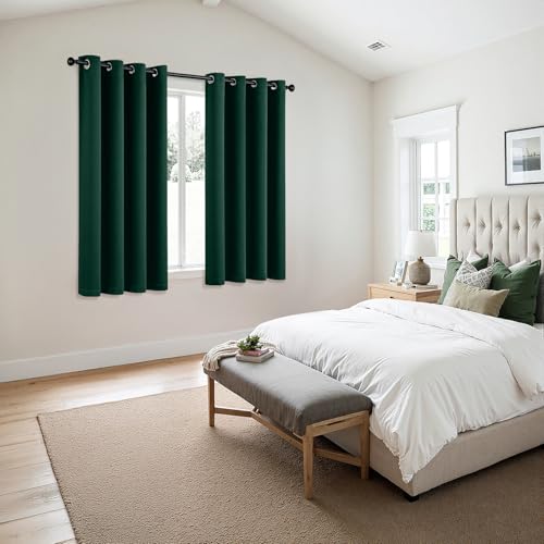 Blackout Curtains for Bedroom 2 Panel 50 x 63 Inch Long Hunter Green (Hunter Green / 50"W x 63"L (Pack of 2))