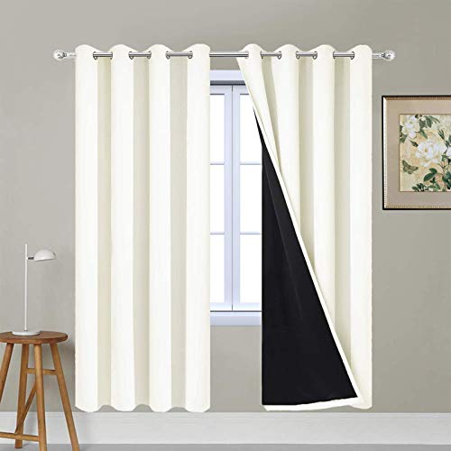 Cream 100% Blackout Curtains 72 Inches Long for Bedroom 52" Wide (52"W x 72"L (Pack of 2) / Cream)