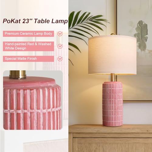23" Ceramic Table Lamps for Living Room (23'' Medium - Matte Red)