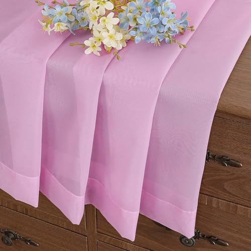 Light Pink Small Sheer Curtains 2 Panels Set (42"W x 36"L (Pack of 2) / Light Pink)