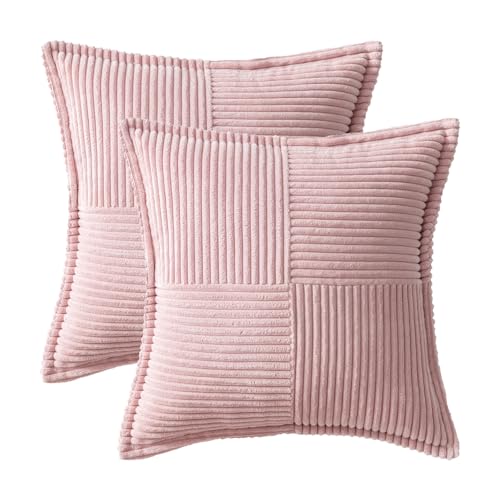 Decorative Throw Pillow Covers for Couch 18x18 Inch Pink 2 Pack (Pink / 18" x 18" (Pack of 2))
