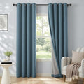 100% Blackout Linen Curtains 72 Inch Long 2 Panels Set (Glacier | Stone Blue / 50"W x 72"L (Pack of 2))