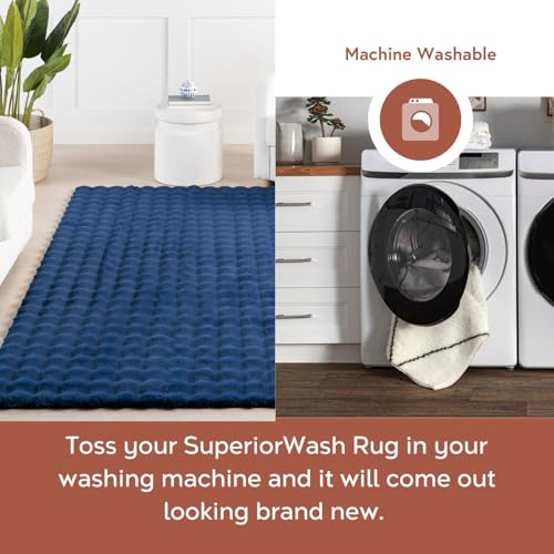 Jeni Navy Checkered Washable Runner Rug (Jeni Navy / 2'6" x 8' (Rectangular))