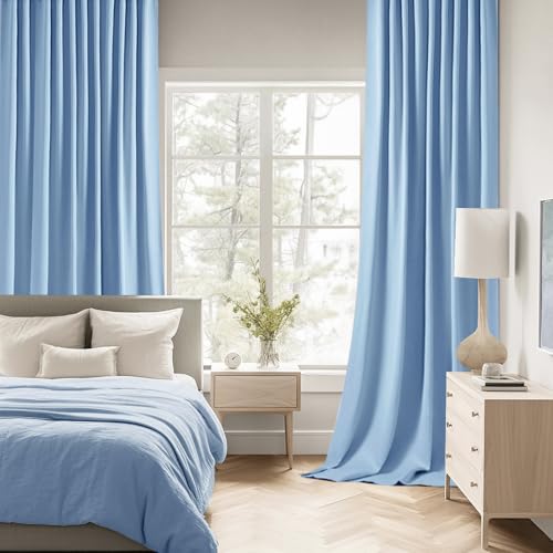 Sky Blue Back Tab Blackout Curtains 52x90 Inch Long 2 Panels Set (Sky Blue / 52"W x 90"L (Pack of 2))