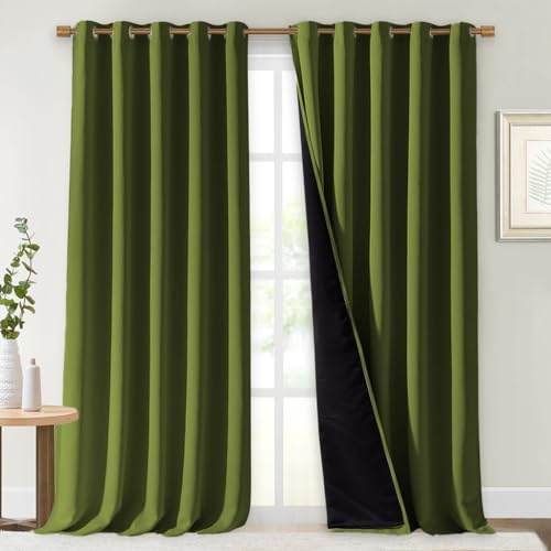 100% Blackout Blinds (Olive Green / 70"W x 108"L (Pack of 2))