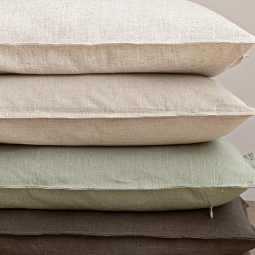 Linen Solid Decorative Throw Pillow Cover 22x22 Inch Light Green (22" x 22" (Pack of 2) / Seeding Green)