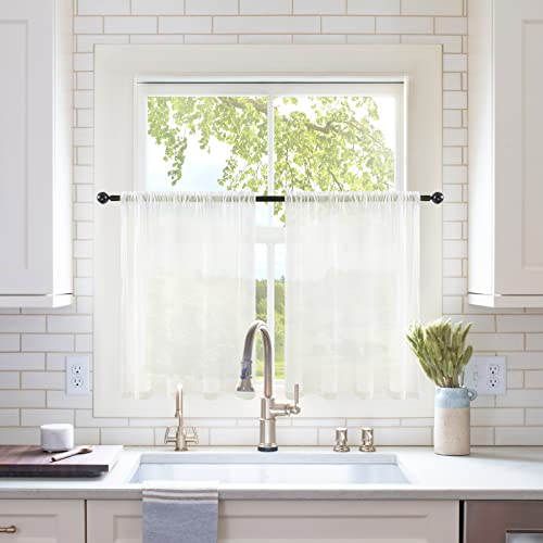 2 Panels Kitchen Tiers Half Window Sheer Curtains 29 X 36 Inch Ivory (Ivory / 29"W x 36"L (Pack of 2))