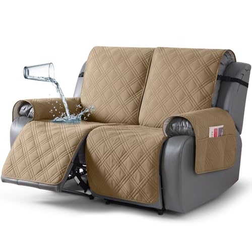 100% Waterproof Loveseat Recliner Covers 2 Seater (Camel / 2 Seater Standard)