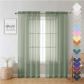 Sage Green Sheer Curtains 72 Inches Long 2 Panels Set (Sage Green / 40"W x 72"L (Pack of 2))