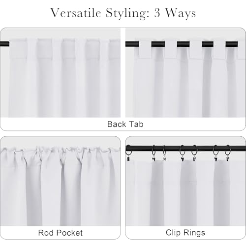 White 50% Lighting Blocking Curtains for Kitchen (Pure White / 34"W x 54"L (Pack of 2))