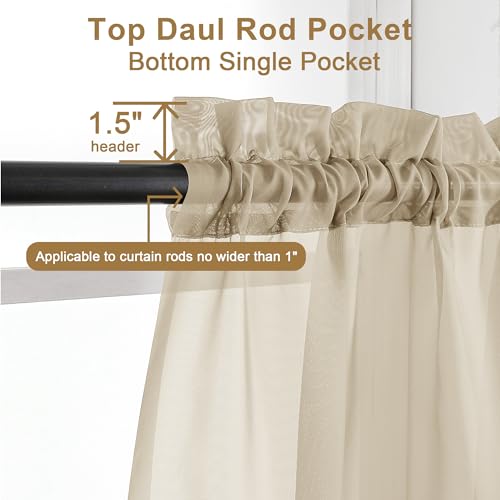 Taupe Sheer Curtains 96 inches Long 2 Panels (Taupe / 42"W x 96"L (Pack of 2))