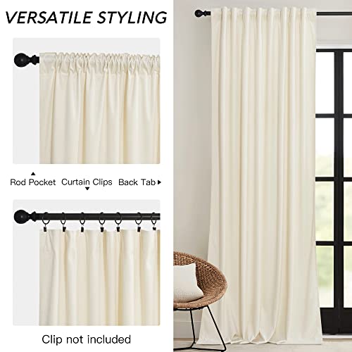 Cream Velvet Curtains 84 inches for Bedroom Living Room (Ivory / 52"W x 84"L (Pack of 2))