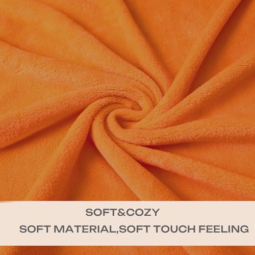Burnt Orange Fleece Plush Throw Blanket 60"x80"for Couch Fuzzy Cozy Flannel (Orange / Twin(60"×80"))
