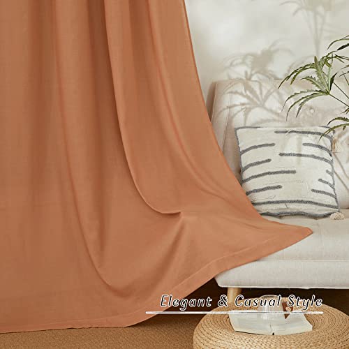 Linen Burnt Orange Curtains 90 inch Length 2 Panels (Burnt Orange / 55"W x 90"L (Pack of 2))