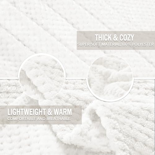 Soft Waffle Fleece Bed Blanket King Size (White / 90x104 in)