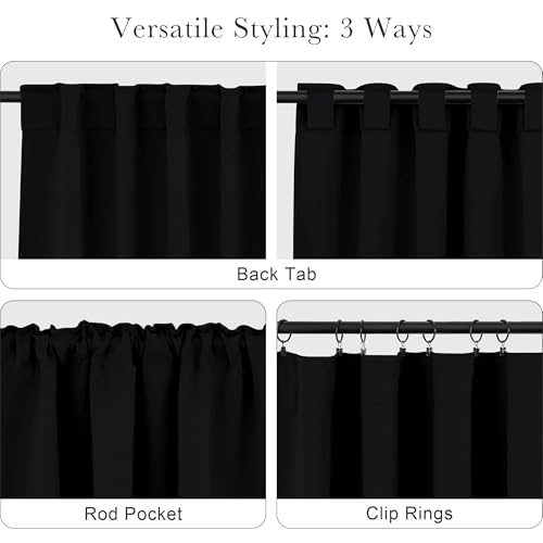Black Curtains for Windows (Black / 34"W x 30"L (Pack of 2))