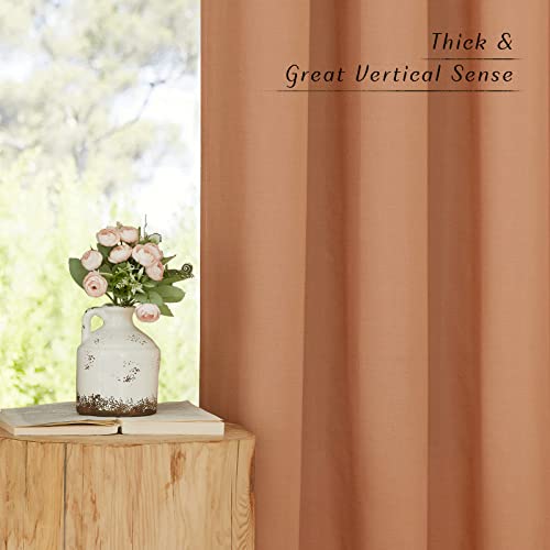Rustic Linen 102 inch Long Curtains for Living Room (Burnt Orange / 55"W x 102"L (Pack of 2))