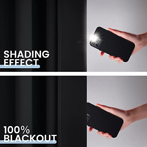 Black 100% Blackout Curtains Room Darkening Living Room 84 Inch (Black / 38"W x 84"L (Pack of 2))