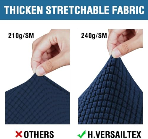 4 Piece Stretch Sofa Covers for 3 Cushion Couch Covers for Living Room Furniture Slipcovers (Large Plus / Navy)