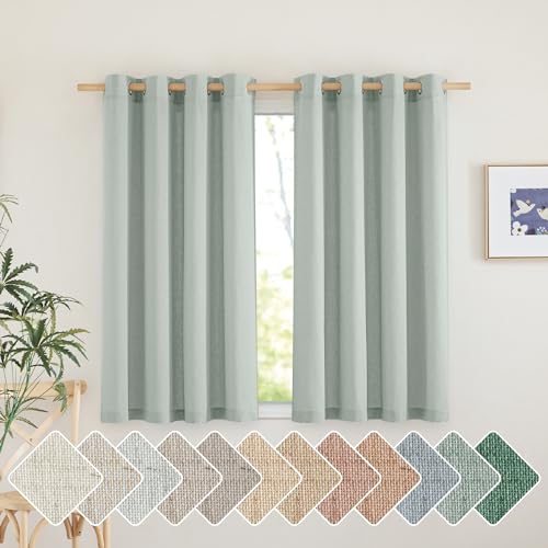 Linen Blend Kitchen Curtains 54 inches Long (Sage Green / 55"W x 54"L (Pack of 2))