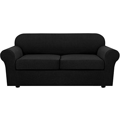 Stretch Sofa Covers for Cushion Couch Covers for Living Furniture Slipcovers (Medium-XL / Black)