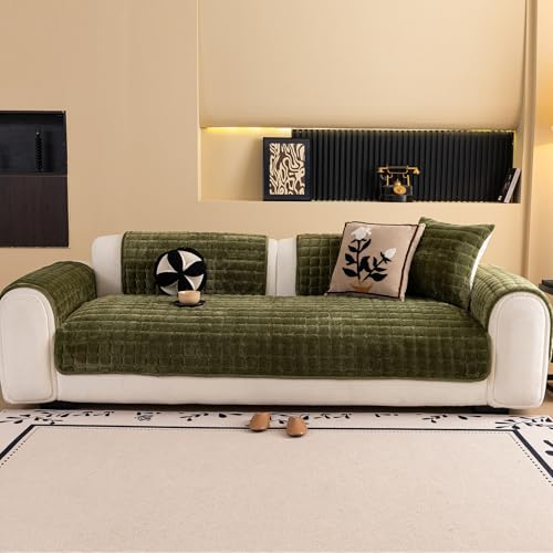 Sectional Velvet Couch Covers for 1 Seat (Dark Green / 1PC/27.6"x27.6"/Armrest & Chair)