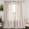 Beige Linen Curtains 108 Inches Long 2 Panels Back Tab Rod Pocket Modern Farmhouse Linen Light Filtering Curtains Extra Long Semi Sheer Curtain Drapes for Living Room Bedroom 9Ft 60x108 (60"W x 108"L (Pack of 2) / Linen)