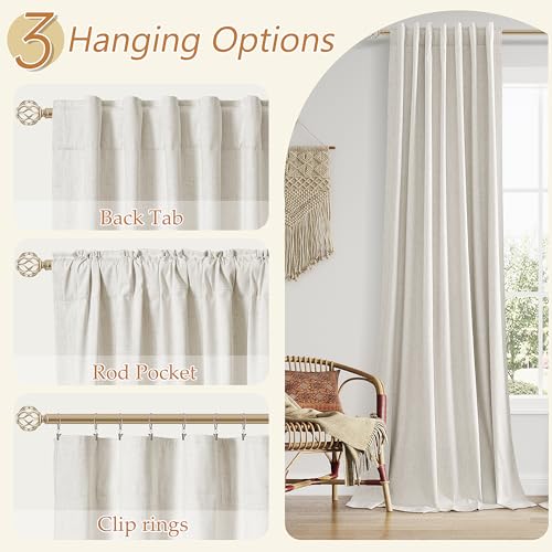 Boho Extra Long 120 Inches 100% Black Out Curtains for Living Room Bedroom Back Tab Sound Proof Heat Blocking Thermal Insulated Linen Drapes Room Darkening Window Curtain (Boho / 52"W x 120"L (Pack of 2))