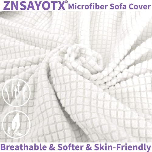 Stretch Oversized Couch Cover Universal Sofa Covers for Living Room Dogs Pet Furniture Protector Spandex Extra Large Sofa Slipcovers with Anti Slip Foam Sticks (White / X-Large (92"-115"))