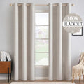 100% Blackout Linen Curtains for Bedroom 42x90 Inches Ivory (Ivory / 42"W x 90"L (Pack of 2))
