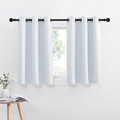 Greyish White Kitchen Curtain Panels for Short Window (Greyish White / 42"W x 36"L (Pack of 2))