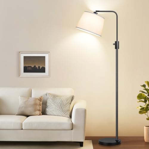 Upgraded】 Dimmable Floor Lamp (Matte Black-White Shade)