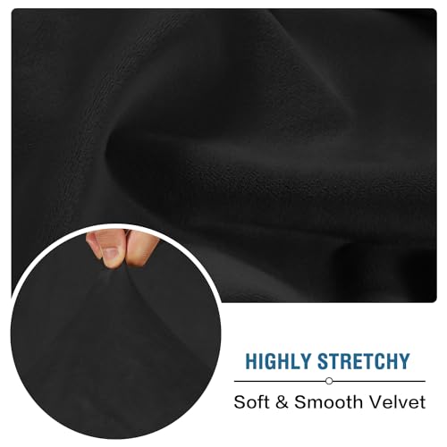 Velvet Stretch Individual Couch Cushion Cover Plush Cushion Slipcover for Loveseat Sofa Cushion Furniture Protector Seat Cushion Sofa Cover (Black / 1 Cushion Sofa)