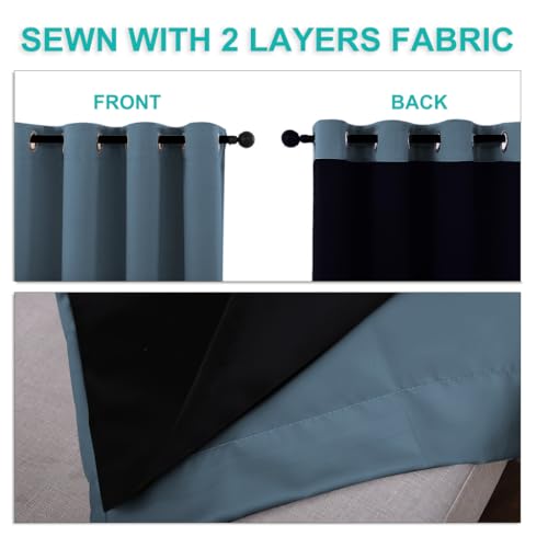 100% Blackout Window Curtain Panels (Smoky Blue / 62"W x 84"L (Pack of 2))