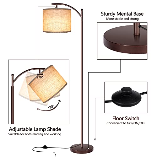 Floor Lamp for Living Room (Oil-rubbed Bronze+beige shade)